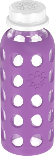 Lifefactory 9-Ounce BPA-Free Glass Water Bottle with Flat Cap and Silicone Sleeve, Grape