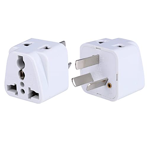 Image of MX Universal Travel Adapter Type I - 2‑Pack Conversion Plug for India, Australia, China, New Zealand & More - Rated 10 A / 250 V, Safety Shutters, Travel‐Ready