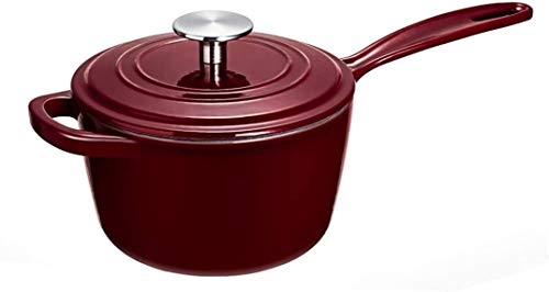 Bratpfanne 17 cm rot Emailletopf, Milchtopf Kochtopf, Gusseisen Suppentopf, Gasherd und Induktionsherd