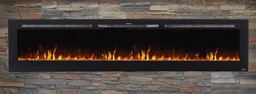 Image of Touchstone Smart Electric Fireplace-The Sideline 100 inch Wide-in Wall Recessed - 30 Realistic Ember Color /Flame Options - 1,500W Heater w /Thermostat - Log & Crystal Hearth Options - Alexa /WiFi Enabled