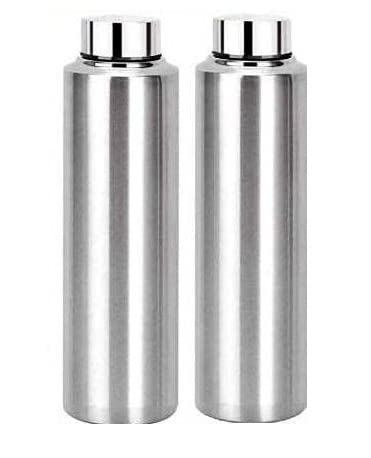 Image of Kalashh Stainless Steel Water Bottle - 900 ML, Fridge Water Bottles, Set of 2, Leak-Proof, Rust-Free Steel Bottle, Easy Grip, Easy to Carry, Travel Bottle - Silver