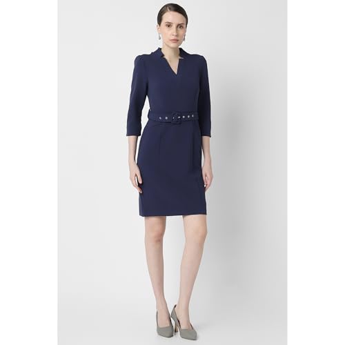 Image of Van Heusen Women's Regular Fit Half Sleeve Mid Thigh Length Sheath Dress