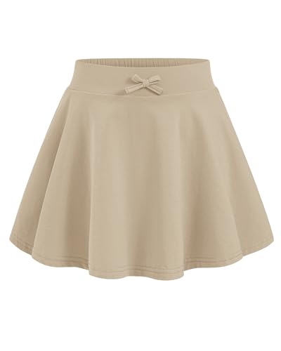 BOOPH Girls Skirts Kids Casual Mini Skorts Toddler Athletic Uniform Skirts with Pockets Khaki 6-7 Years