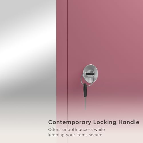 Image of Interio by Godrej Luminex NX 2-Door Steel Almirah with Mirror (Textured Dusty Rose), 1-Year Warranty, 1 Locker, 5 Shelves