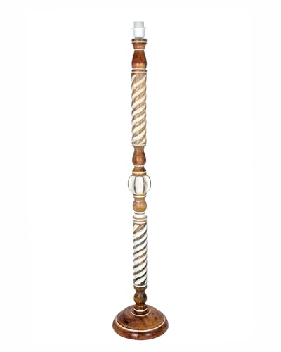Image of Homesake Rustic Wood Floor Lamp for Living Room Walnut Brown with Shade | Light Decoration for Home Corner Lamp for Living Room | Antique Floor Light Twisted Ropes, KD Off-White Drum