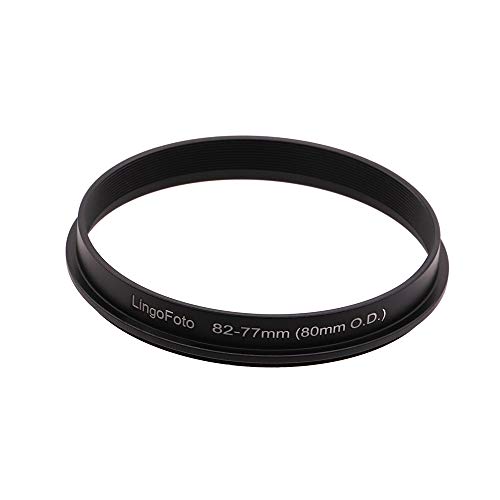 Front Step Up Ring 82 mm to 80mm Lens Matte Box Adapter O.D, 82mm Lens Adapter Ring to 77mm Lens Filters/Lens Cap LingoFoto (82-77mm) miniatura 1