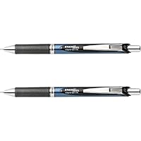 Pentel EnerGel RTX Retractable Liquid Gel Pen, (0.7mm), Medium Line, Needle Tip, Black Ink, Pack of 2 (BLN77BP2A)