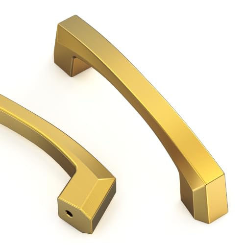 Asidrama 10 Pack 3 inch Vibrant Brushed Moderne Brass Cabinet Pulls