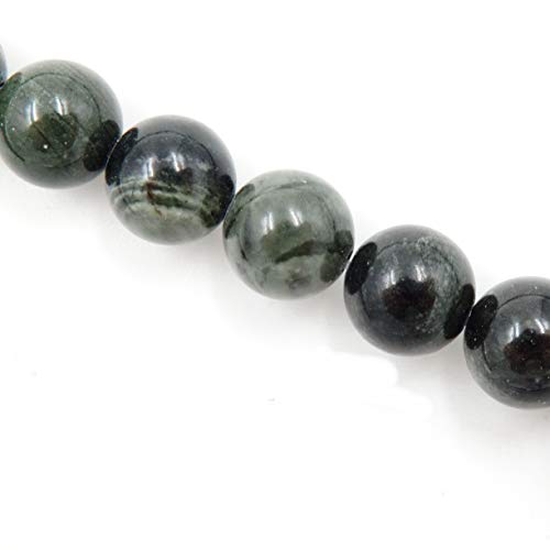 Malahill Gemstone Beads for Jewelry Making, Sold per Bag 5 Strands Inside, Green Sandalwood Fosill 6mm
