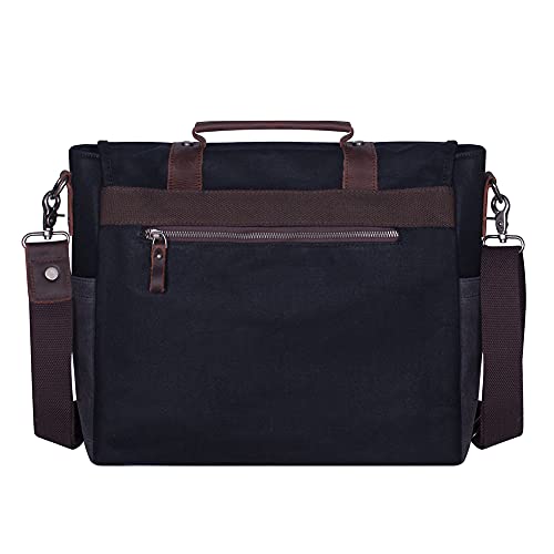 Mens Messenger Bag Waterproof Vintage Genuine Leather Waxed Canvas Briefcase Large Satchel Shoulder Bag Laptop Bag2