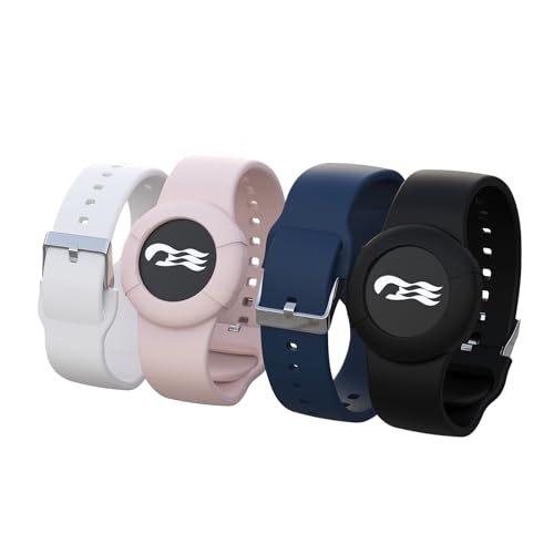 4 Pack Princess Cruise Medallion Holders for Kids and Adults Silicone Wristbands for Carnival Ocean Medallion - 2 Sizes (S/M and M/L) in One Pack Black and Dark Blue (M/L) Pink and White (S/M)