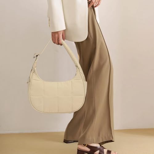 Puffer Crescent Shoulder Bag with Adjustable Strap Quilted Shoulder Purses Nylon Crescent Bag for Women3