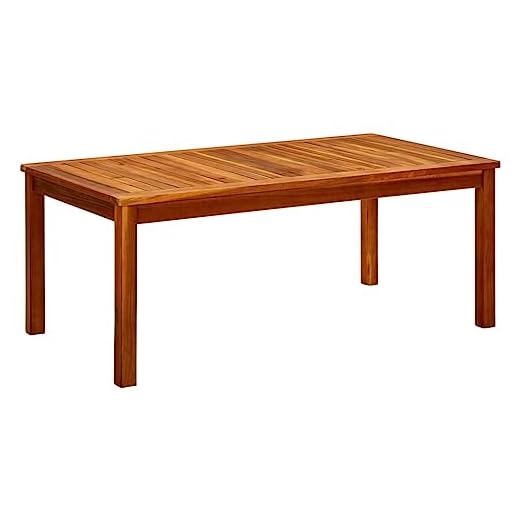 vidaXL Garden Coffee Table| Solid Acacia Wood |110x60x45 cm | Natural Oil Finish | Outdoor Furniture | Slatted Top Design | Durable & Weather | Assembly Required | Brown