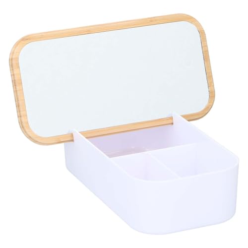Boîte à bijoux miroir Edco : rangement compartimenté bois de bambou - 3