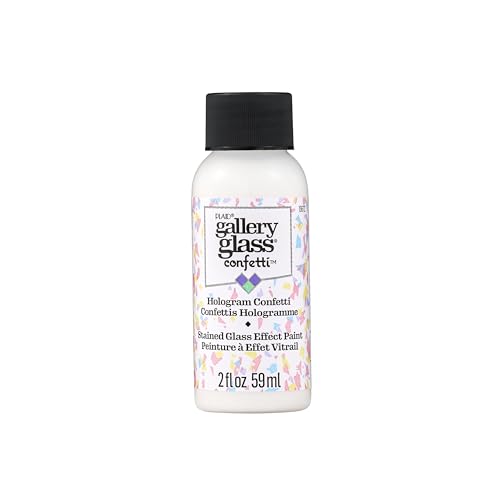 Gallery Glass Hologram Confetti Stained Glass Glitter Finish Paint, Perfect for Easy to Apply DIY Arts and Crafts, 19672