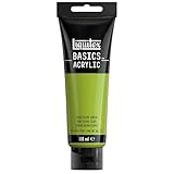 Liquitex 8870064 Basics - Pittura acrilica, Pigmenti per artisti monopigmentati, Resistente alla luce, durevole nel tempo, Finitura satinata, Tubo da 118 ml - Verde Oliva Chiaro