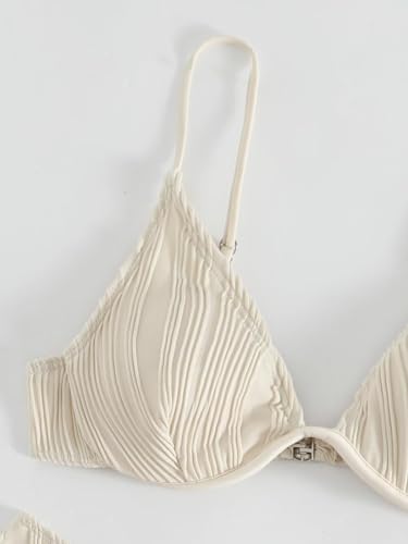 Women's Textured Cute Bathing Suit High Waisted Summer Swimsuit Bikini Set3