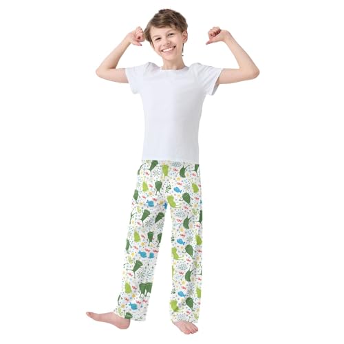 Frog Fish Floral Boys Long Pants Soft Trousers Elastic Waist Kids Lounge Bottoms with Pockets S-XL2