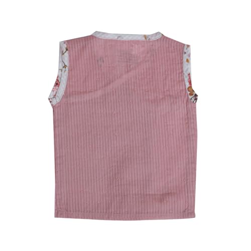 Image of 100% Cotton Angarka Printed Jabla | Pink & White Jhabla | for Newborn & Infants | All Season wear Jabala Baby Products | Sleeveless Regular Fit Vest | Assorted Pack of 3| Size - 3-6 Months