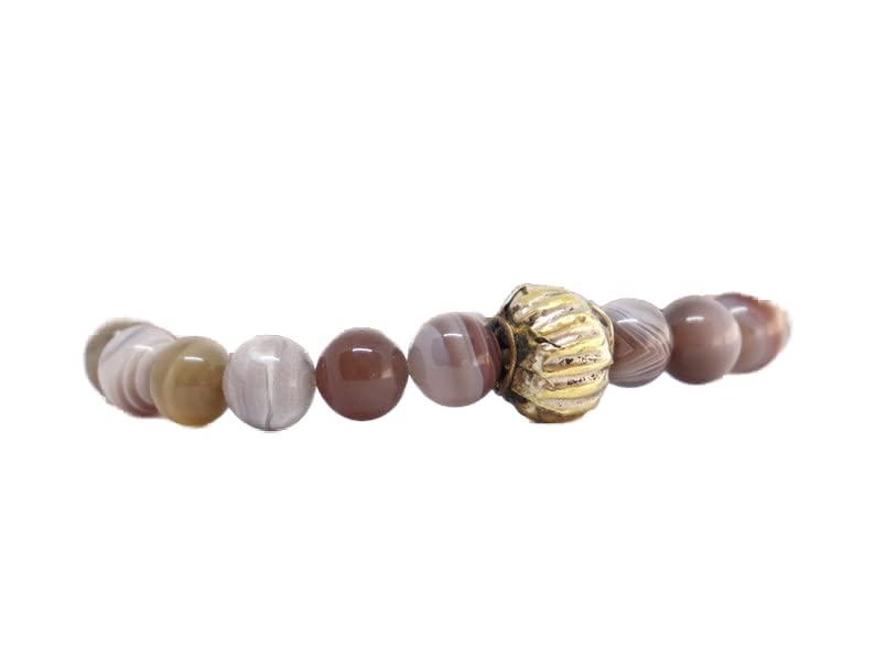 Bracelet agate du Botswana perles de lithothérapie 6mm bijou de méditation et chance pour femme homme