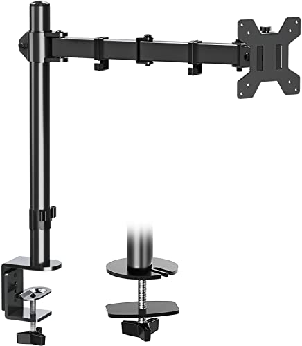 MOUNTUP Single Monitor Desk Mount, Fully Adjustable Single Monitor Arm Stand, Computer Screen Mount for 1 Max 32 Inch Display, Monitor Stand with Clamp&Grommet Base, Fit VESA 75x75/100x100, MU0001