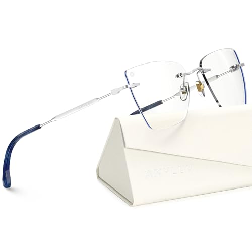 Image of ANYLUV Rimless Blue Light Glasses for Women /Men, Fashion Lightweight Blue Light Blocking Glasses with Stylish Metal Temples