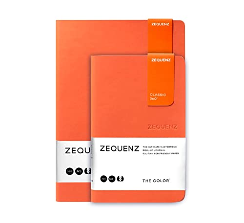 Image of Zequenz A5 & A6- Grenadier Orange Notebook Set Blank Acid Free Paper 200 Pages Each 80GSM 360 Degree Flexibility 100% Handmade Fountain Pen Friendly Color Series Pack of 2 Notebooks