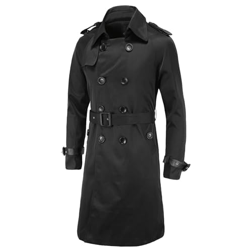Trench long à double boutonnage homme avec ceinture veste streetwear élégante