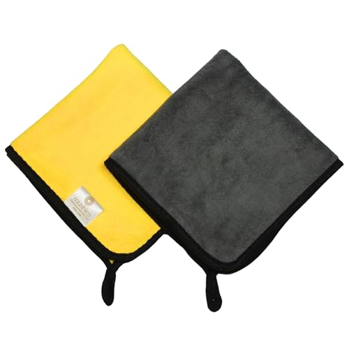 Image of MUSHIES Microfiber 800 GSM Cloth (Multicolor, 40x40 cm, Pack of 1) Double Layered Highly Absorbent Heavy Plush Microfibre Towel Cloth for Car Cleaning, Washing, Drying, Polishing & Detailing