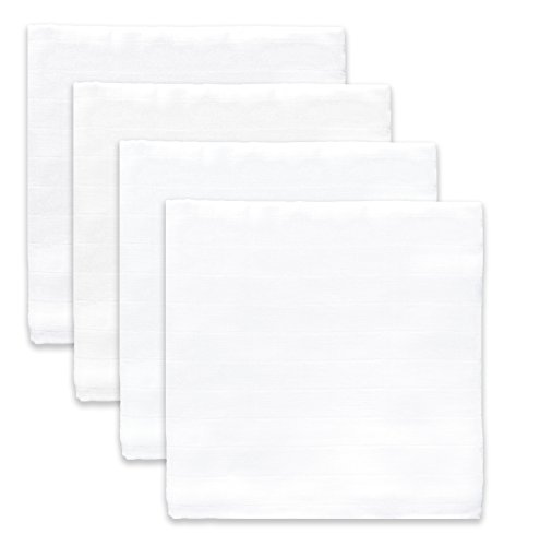 Image of SwaddleDesigns Cotton Muslin Swaddle Blankets, Set of 4, Receiving Blankets for Baby Boys & Girls, Best Shower Gift, 46x46 inches, Pure White