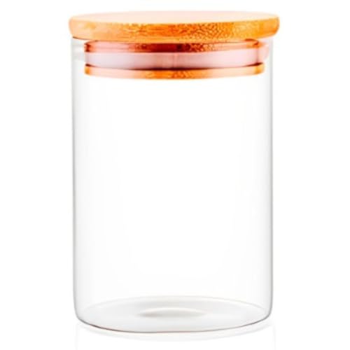 Pote Hermético para Mantimentos de Vidro com Tampa de Bambu com Capacidade de 700ML