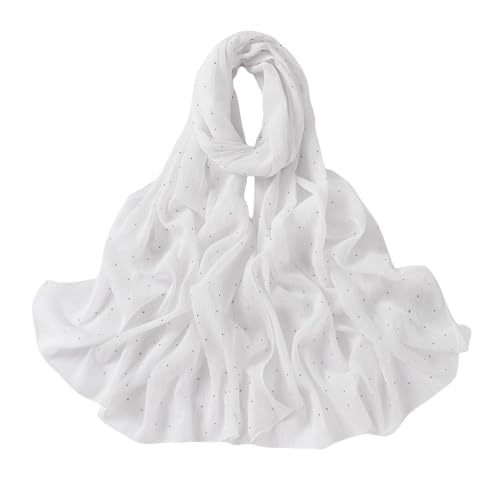 JUMISEE Sparkly Rhinestone Hijab Scarf for Women Glitter Wrinkle Chiffon Muslim Instant Hijab Long Scarves Head Wrap Shawls