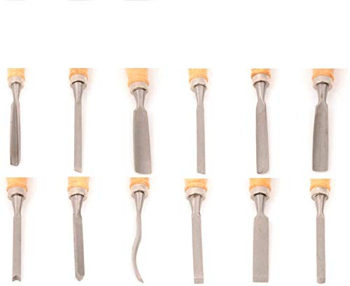 eoocvt 12pcs Wood Carving Chisel Set Woodworking Professional Hand Tool Gouges