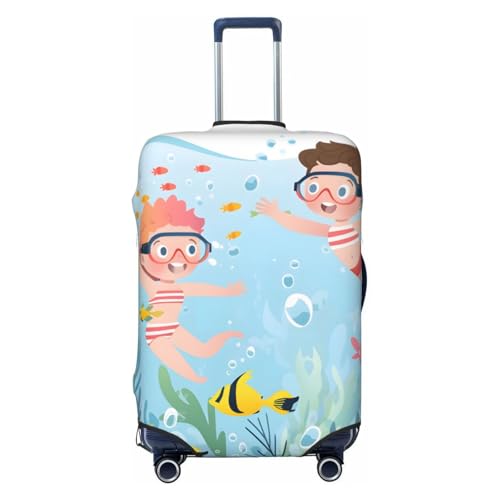 Swimming Boys Luggage covers for Suitcase Sea Ocean Coral Travel Suitcase Protector Anti Scratch Suitcase Cover Fit 25-28 inch