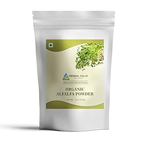 Herbal Hills Organic Alfalfa Powder | 16 Oz (454 GMS) | Green Superfood Dried Whole Young Leaves