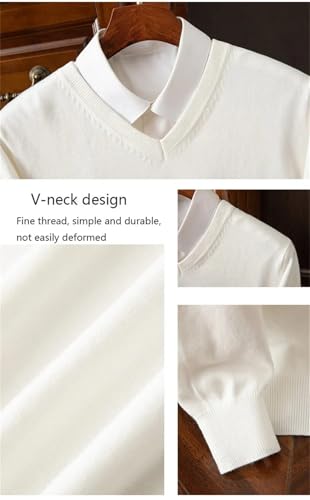 Men's Wool Sweater V-Neck Long Sleeved Pullover Cashmere Knitted Bottom Tops Soft Sweater2