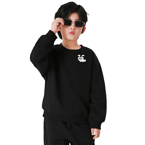 Boy Sweatshirts Cool Cute Glasses Animal Ant Embroidery O-neck Cotton Pullover Thick Fall Loose Hoodie