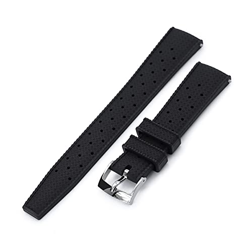 Bracelet de montre 20 mm caoutchouc noir MiLTAT pour plongée