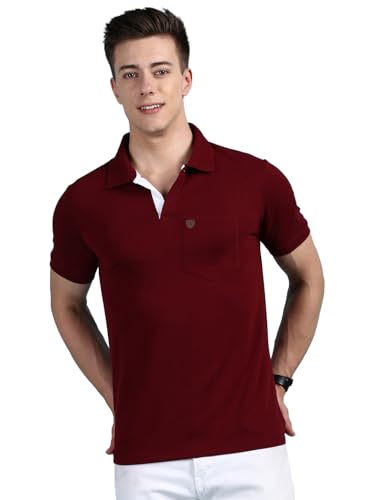 Image of Lux Cozi Men's Half Sleeve Soild Casual Regular Fit T-Shirt with Chest Pocket | Polo Tshirt for Men