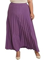 U&F Women Plus Size Purple Solid Pleated Maxi Skirt