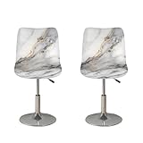 Psesaysky White Marble Bar Stool Covers with Backs Dust Proof Bar Stool Chair Covers Stain Resistant Dining Room Square Swivel Barstool Chair Seat Set of 2