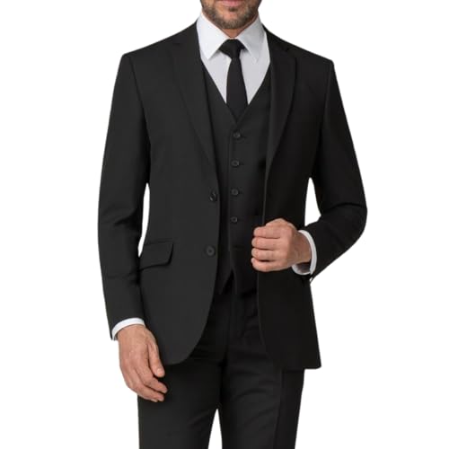 Terno Slim Masculino Kit Completo Executivo - Calça + Blazer + Colete (BR, Numérico, 52, Regular, Re
