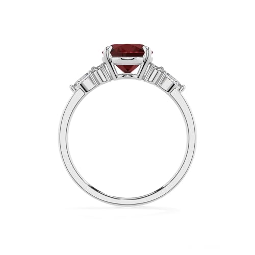 Natural Garnet Oval Solitaire Trilogy Rings with Diamonds for Women in Silver/Gold, January Birthstone Jewelry Gifts for Her Birthday, Anniversary, Wedding, Christmas, Mothers Day, Valentines4