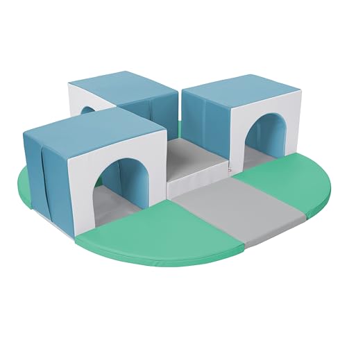 ECR4Kids SoftZone Triple Tunnel Maze, Toddler Playset, Contemporary, 9-Piece