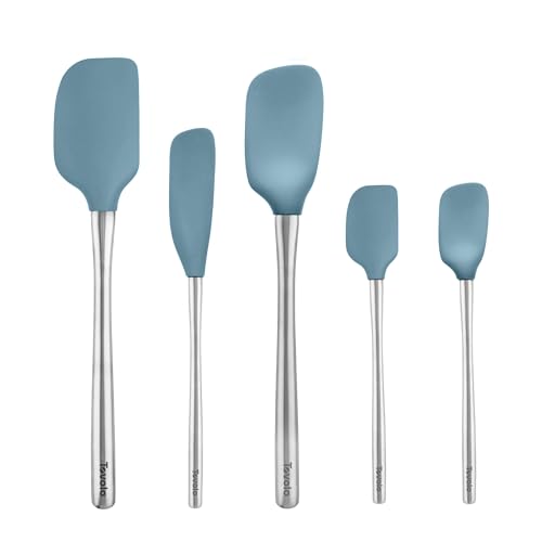 Tovolo Flex-Core Silikon-Spatel, 5er-Set, Edelstahlgriffe, blauer Schiefer – Ansicht 1