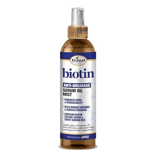 Difeel Biotin Anti-Breakage Serum Oil Mist 8 oz. - Nourishing Anti-Frizz Serum, Lighweight Hair Oil Mist for Frizz and Hair Breakage, Improves Shine