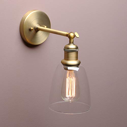 Yosoan Lighting Industrial Loft Bar Sconce Wall Lights Fittings, Retro Wall Lamp with Bell Glass Shade for Kitchen Island Bedroom Corridor Restaurant (Antique) - Image 4