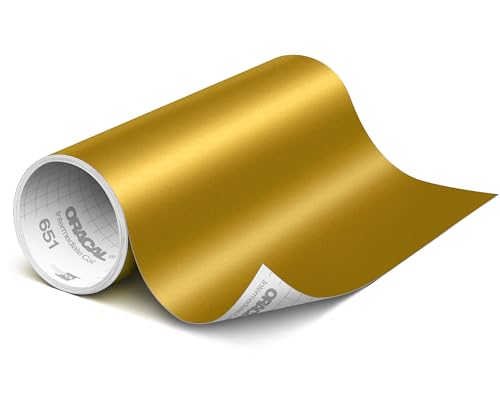 ORACAL 651 Matte Metallic Gold Vinyl Durable Roll Easy to Weed Permanent Adhesive Craft Vinyl for Plotting Machines Decals & DIY Projects 12 x 10ft