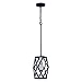 VAXCEL Hailey Black and Satin Nickel Industrial Cage Mini Pendant Ceiling Light