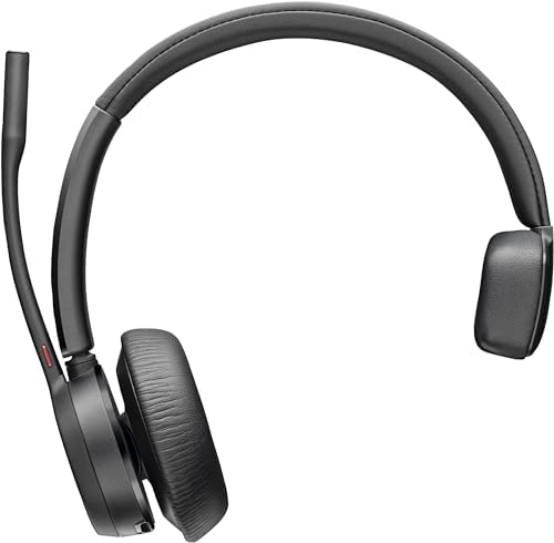 Poly - Voyager 4310 UC Wireless Headset + Charge Stand (Plantronics) - Single-Ear Headset w/Mic - Connect to PC/Mac via USB-A Bluetooth Adapter, Cell Phone via Bluetooth -Works with Teams, Zoom &More